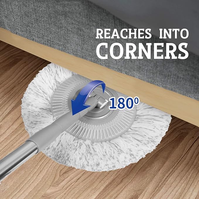 Dust Mop, Wall Cleaner Mop, with Hight Adjustable Handle and 1 Washable Mops Pad, Wet & Dry Floor Cleaning Mop for Hardwood, Tiles, Laminate, Vinyl (Grey mop with 3 pads)