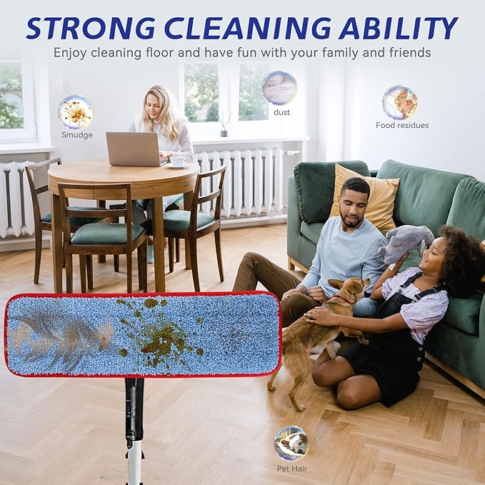 18.5 inch Microfiber Mop Replacement for Rubbermaid Commercial: Commercial Microfiber Dust Mop Wet&Dry Commercial Cleaning Flat Mop Refills Fit for Any Microfiber Flat Mop (8 Pack)