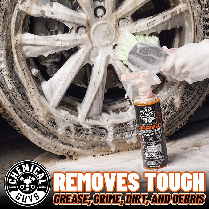 Chemical Guys Signature Series Orange Degreaser, Heavy-duty All-purpose Cleaner For Engines, Tires, Undercarriages & More, Professional Strength Formula, Breaks Down Grease, Oil & Grime - 128 fl oz
