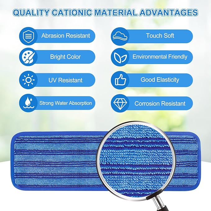 4 Pack Upgraded Reusable Mop Pads Compatible with Swiffer PowerMop, Mop Refill Pads Replacement for Swiffer Power Mop Spray Mop Pads for Multi-Surface Floor Cleaning, Quality Updated Cationic Material