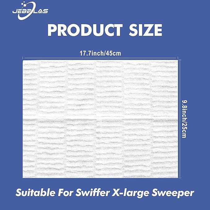 JEBBLAS Disposable Mop Pads for XL Sweeper, X-Large Disposable Sweeping Cloths Dry Mopping Pads, Pack of 50