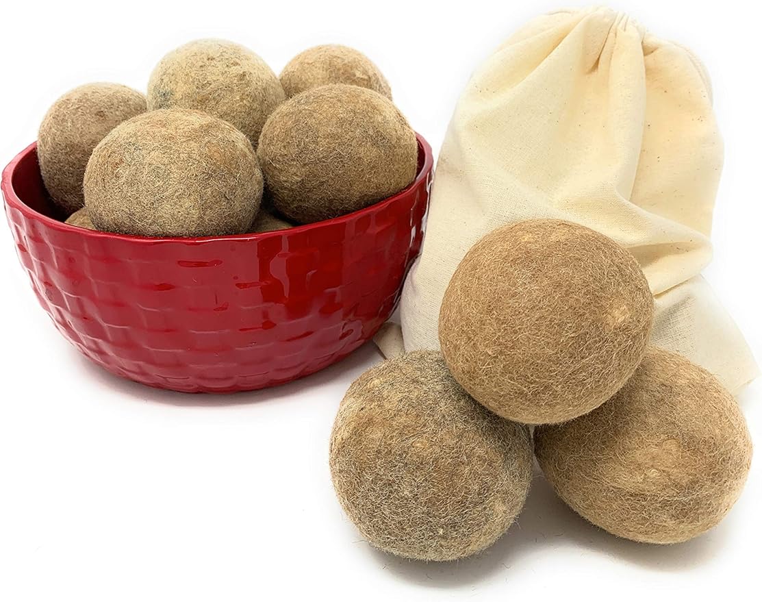 100% Alpaca Wool Dryer Balls - Felted - Set of 3 - Made in USA - All Natural Colors - Hypoallergenic