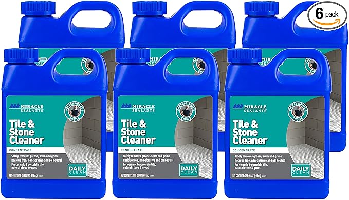 Miracle Sealants Tile & Stone Cleaner Concentrate for Natural Stone, Tile & Grout, pH Neutral, Quart, 6 Pack