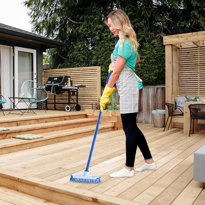 Superio Deck Scrub Brush Head Heavy Duty Stiff Bristles Replacement, Brush Refill with Scraper - Cleans Hot Tub, Swimming Pool, Granite Tiles, Bathroom, Patio, Kitchen, Wall, and Deck