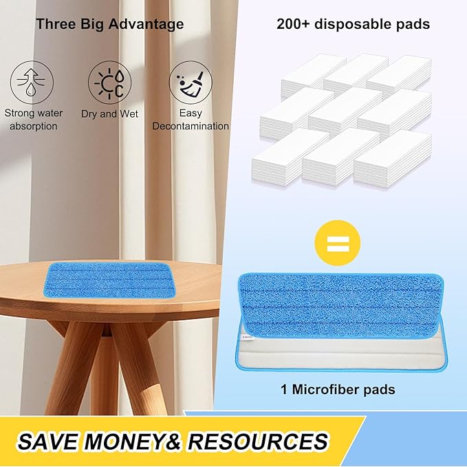 8 Pack 16.5 inch Reusable Mop Pads Microfiber Spray Mop Replacement Heads for Wet/Dry Mops Compatible with Bona Floor Care System