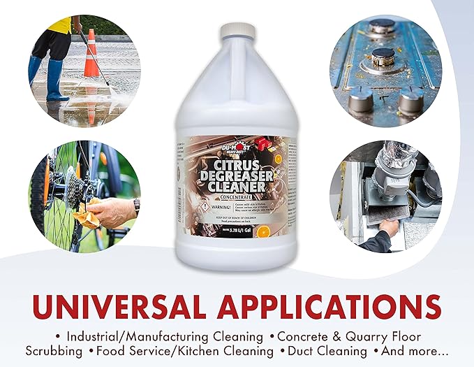 DU-MOST Heavy Duty Citrus Degreaser Cleaner Concentrate, Biodegradable, Clean & Remove Grease, Grime, Oil, Tar, Ink, Rubber Mark, Food Soil, 1 Gallon