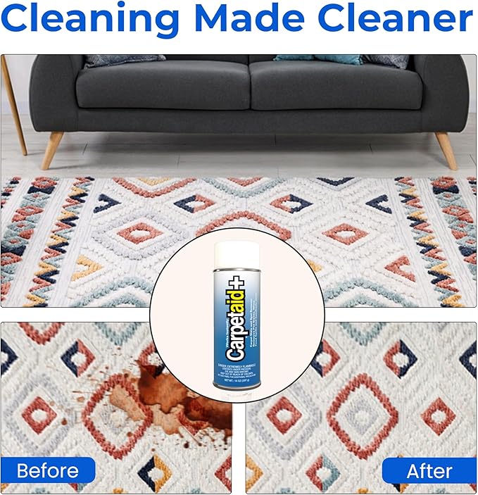 Carpet Aid Spot and Stain Remover, Removes Discoloration from Oil, Grease, Ink, Coffee, Pet Urine, and Lipstick, pH Balanced Cleaner for Carpets, Area Rugs, and Upholstery. Pack of 6,14 oz.