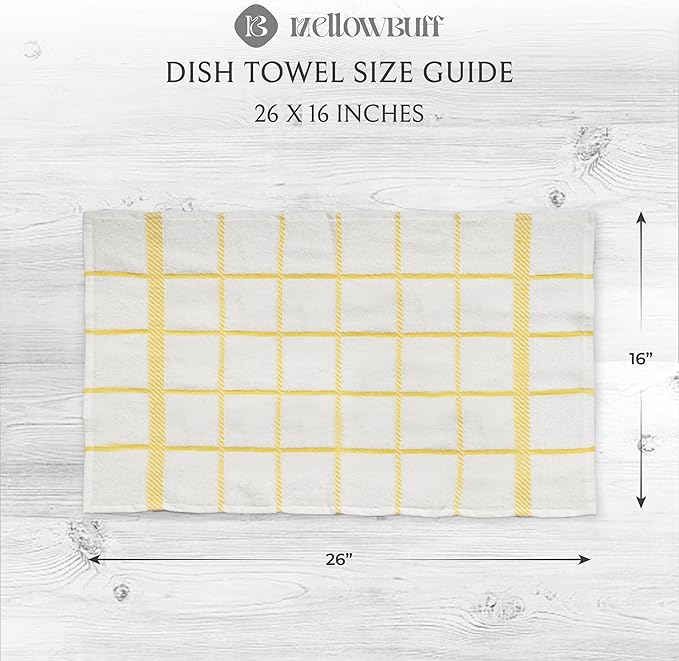 100% Cotton Terry Dish Towels, 4 Pack Checks, 16 x26 Inches, Super Soft and Absorbent Kitchen Towels, Perfect for Kitchen Cleaning and Dish Washing | Assorted