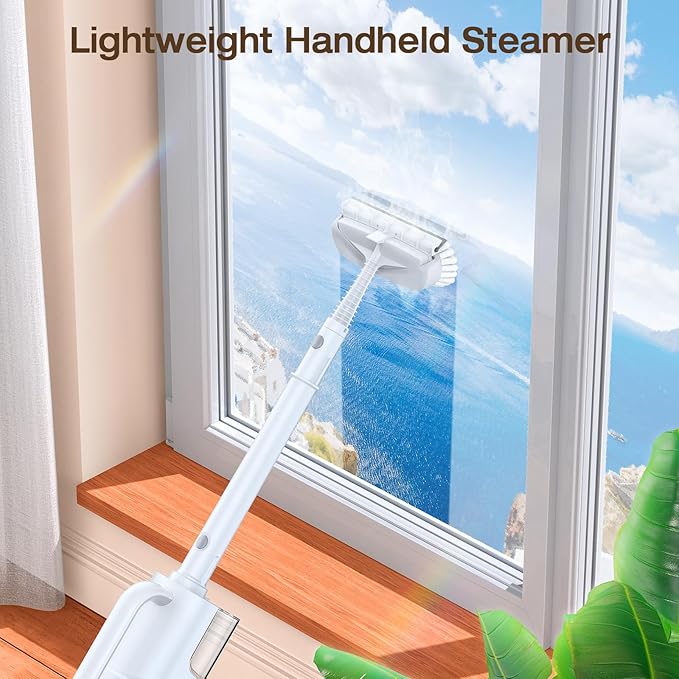 ScrubWiz Steam Mop Cleaner with Detachable Handheld Steamer, 12-in-1 Multi-purpose Accessories, Washable Microfiber Pads, 350ml and 2 Adjustable Levels for Cleaning Floor, Carpet, Tiles, and Grout