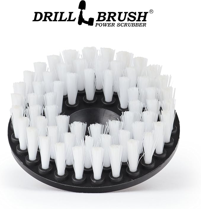 Drillbrush 5" Round Soft Bristle Scrub Brush Power Drill Attachment - Car Carpet Cleaning - Interior Detailing Tool - Tire Cleaner Drill Attachment - Automotive Seat Cleaning Brush - Wheel Polishing