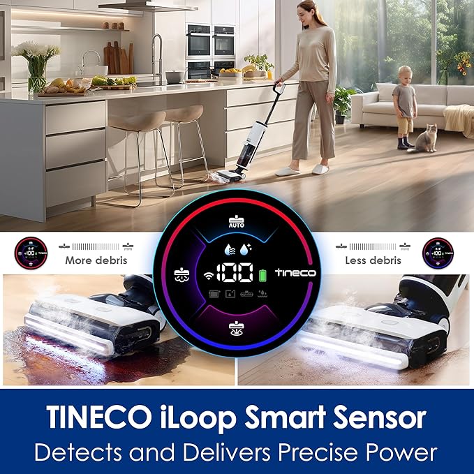 Tineco Floor One S7 Steam Cordless Wet Dry Vacuum Steam Mop All-in-One, Hard Floor Cleaner with 284F HyperSteam, Self-Cleaning, Edge Cleaning, Safe for Kids & Pets