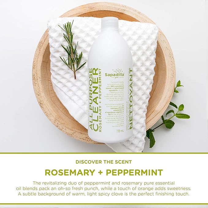 Sapadilla Rosemary + Peppermint Biodegradable All-Purpose Cleaner Concentrate, 25 Ounce