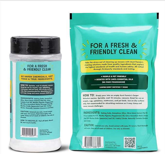 Aunt Fannie's Carpet Bundle: Includes One 16 oz Carpet Refresher Shaker and Three Refills, Bright Lemon Scent, Pack of 4