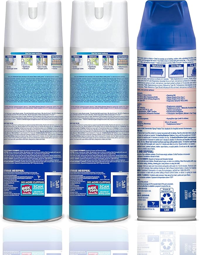 Lysol Disinfectant Wipes 80ct (Pack of 4) Disinfectant Spray, Crisp Linen, 19oz (Pack of 2) Fabric Disinfectant Spray, Lavender Fields, 15oz
