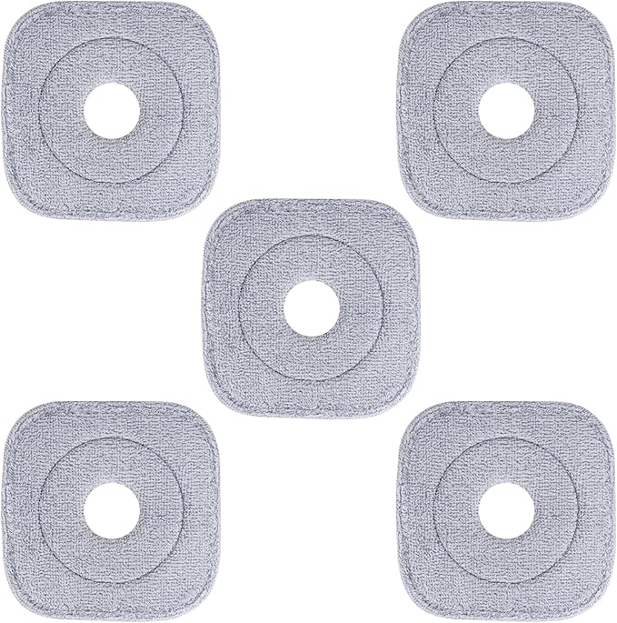 5 Pack Square Microfiber Mop Pads Replacement Compatible with True & Tidy SPIN-800 TrueClean Mop M16 Spin Mop,9 inch Mop Pad Fits Most Square Spin Mop