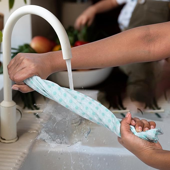 100% Cotton Dish Cloths (Pack of 6) - Dish Rags for Washing Dishes - Reusable & Highly Absorbent Kitchen Towels - Multipurpose Kitchen Rags - (12" x 12" - Lemon Green Honeycomb)