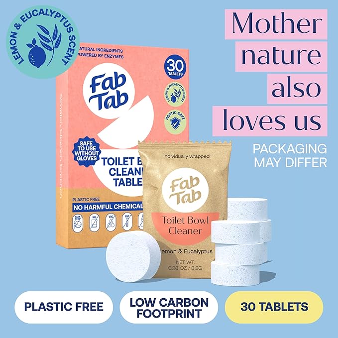 Toilet Bowl Cleaner Tablets- No Harsh Chemicals | Removes Rust & Stains | Natural Cleaning Products | Family and Pets approved Plastic-Free