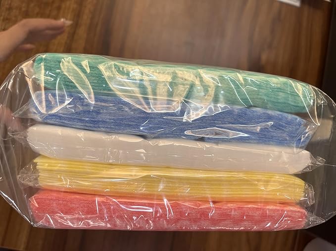 JEBBLAS Cleaning Towels - Reusable Dish Cloths, Absorbent Wipes, Dry Quickly - 60 Sheets, 5 Colors