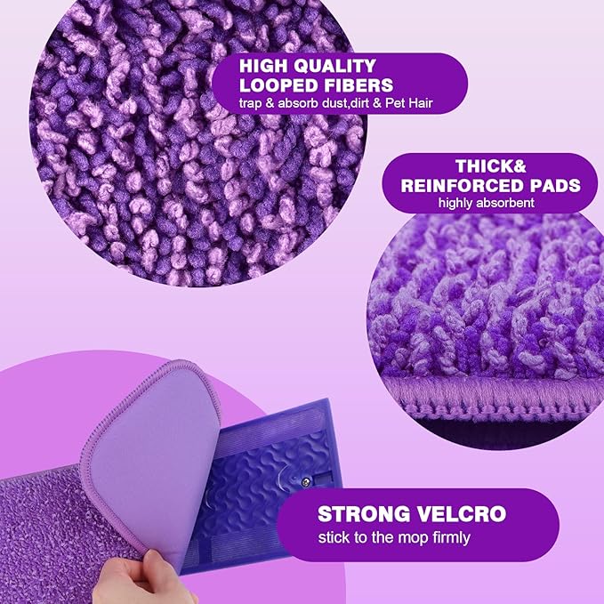 HOMEXCEL Reusable Microfiber Mop Pads for Swiffer PowerMop 8 Pack, Power Mop Pads Refills for 13 ''-15 '' Spray Mop, Machine Washable Pad Replacement for Multi-Surface Floor Cleaning