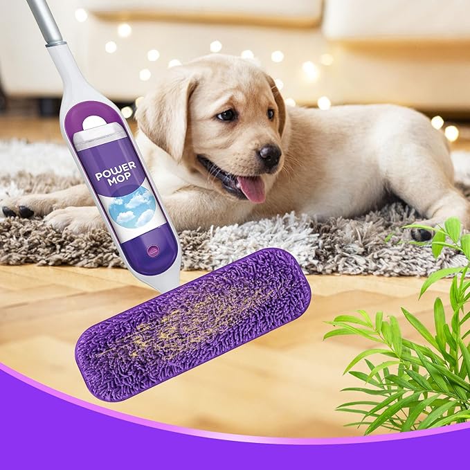Reusable Power Mop Refill Pads for Swiffer Power Mop Starter Kit - Swifter Powermop Pads Refills - Multi-Surface & Wood Mopping Pad Refil for Floor Cleaning - Washable Microfiber Pad, 2 Pack