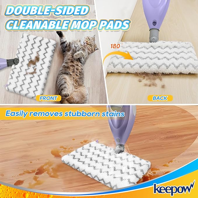 KEEPOW 5 Pack S3501 S3601 Steam Mop Replacement Pads Compatible with Shark S3500 Series S3501 S3601 S3550 S3901 SE450 S3801CO S3601D S2901 Steam and Scrub Pocket Mop Steamer Pads Washable
