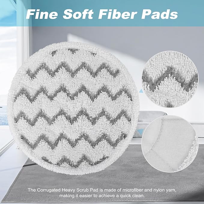 3897A Steam Mop Pads for Bissell SpinWave SmartSteam Scrubbing Steam Mop - Replacement Rotating Mop Head Fit 3897A 3712 3712W, Model No 1641112 (6Pack)