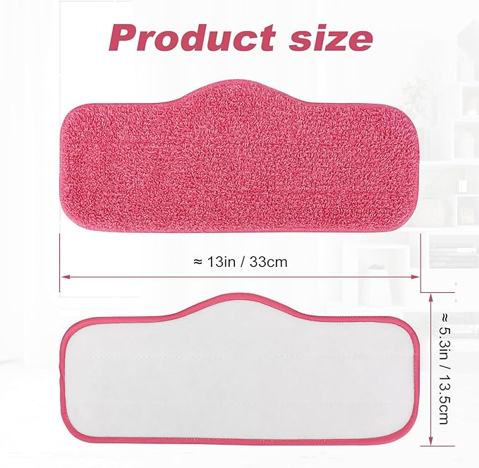 12 Pack Steam Mop Pads Compatible with Schenley Steam Mop Cleaner and Dupray Neat Steam Cleaner - Washable Reusable Wet & Dry Cleaning - Microfiber Mop Pad Refill for Multi-Surface Floor (Pink)