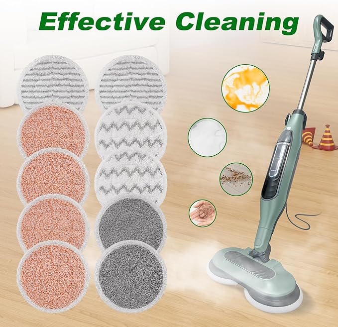 S8201 S7001 Steam Mop Pads: 10 Pack Steam Mop Pads for Shark S8201 S8001 S7001 S7000AMZ S7201 S7001TGT Series Steam Mop, Microfiber and Scrubbing Spin Mop Pads for Steam & Scrub Hard Floor Steam Mop