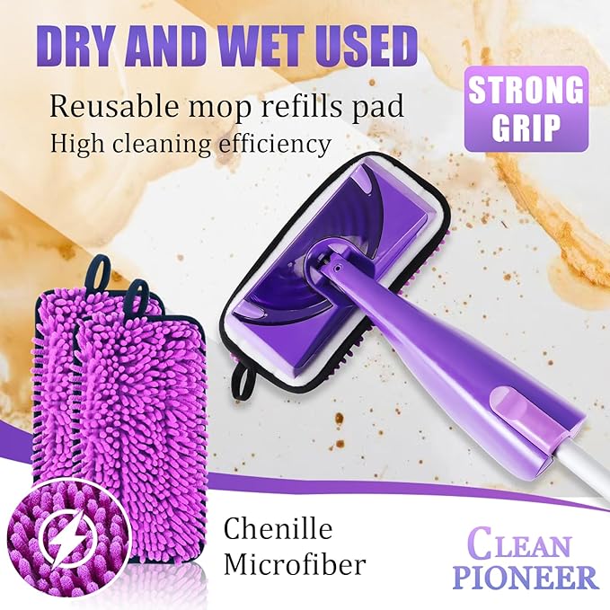 6 Pack Reusable Mop Replacement Pads Compatible with Swiffer Wet Jet Spray Mop, Microfiber Wet Jet Refills for Swiffer 10-12 inch Pads for Dry Wet Mopping Cloths