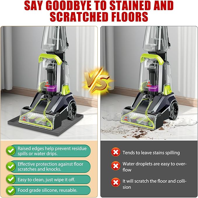 Vacuum Cleaner Silicone Mat,16''x15''x0.7'',vacuum cleaner accessories Silicone Mat Compatible with Shark,Bissell,Eureka,Dyson,Oreck, and more.Protects floors from scratches stains and water drips