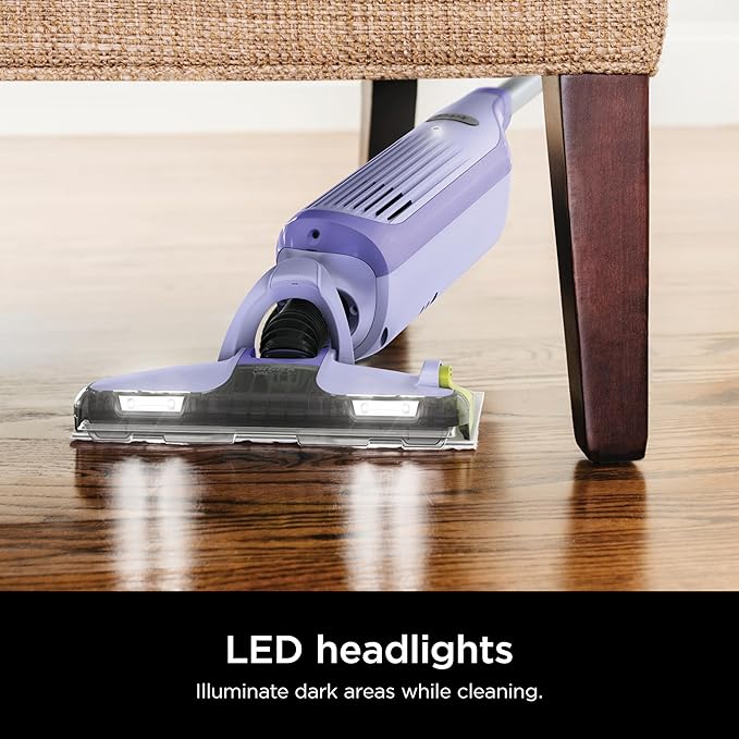 Shark VACMOP Pro Cordless Hard Floor Cleaner, Vacuum and Spray Mop, Powerful Suction, Lightweight, LED Headlights, Includes 4 Disposable Pads, 12oz Multi-surface Cleaning Solution, Lavender, VM252PL