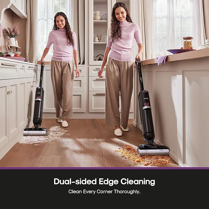 Eureka Cordless Wet Dry Vacuum Cleaner and Mop,170° Reclinable,185°F Hot Air Self-Cleaning Vacuum,Long Run Time,Great for Hard Floors Pet Hair Sticky Messes,RapidWash 730, Purple