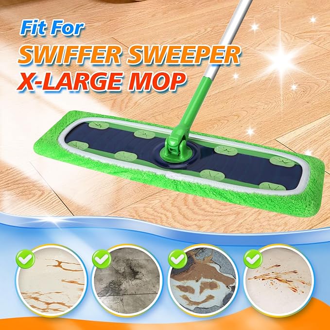 Reusable Microfiber Mop Pads for Swiffer - XL Dry Sweeping Cloths & Wet Pads Refills - Heavy Duty Mopping Cloths for Floor Mopping and Sweeping, 4 Pack
