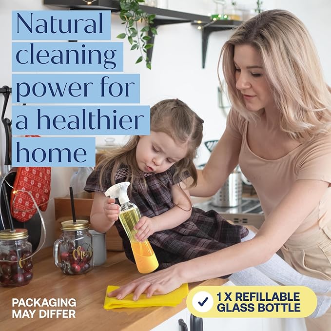 Multi Purpose Cleaner Cleaning Tablets, Eco-Concious Refillable Glass Bottle System with Boutique Hotel Scent, Safe For Family and Pets - Chemical-Free, Plastic-Free - 3 Count