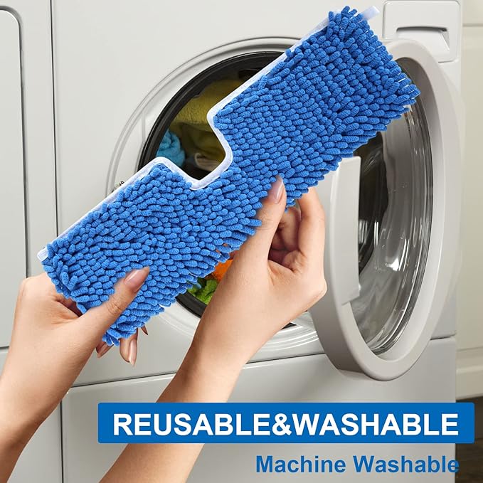 4 Pack Microfiber Flip Mop Head Replacement, Reusable Replacement Mop Heads for Dry/Wet Use, Double Sided Cleaning Mop Head Replacement, Machine Washable