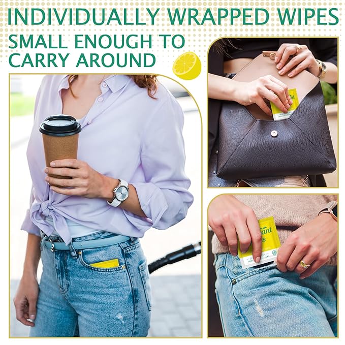 Timgle 100 Pcs Travel Deodorant Wipes Individually Wrapped Armpit Antiperspirant Deodorant Sweat Body Wipes for Women Men Teens Sports Travel Cleanse Skin and Underarm Excessive Sweating(Lemon)