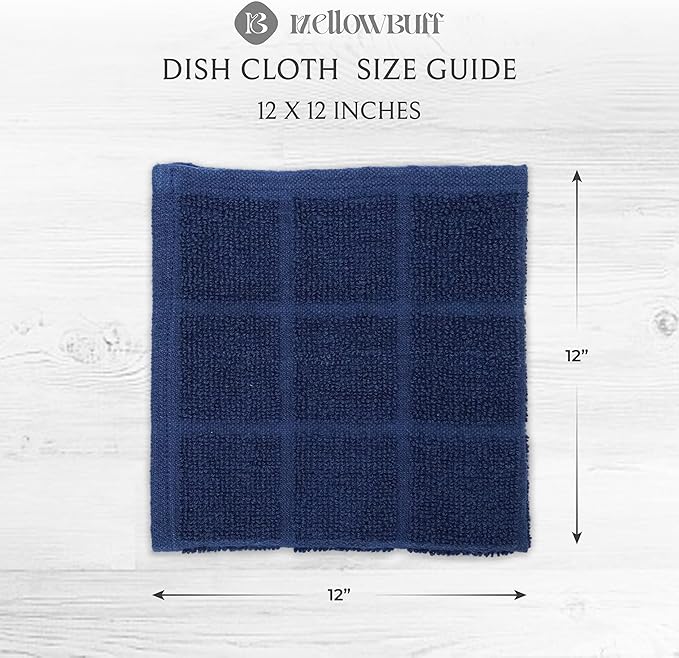 100% Cotton Dish Cloth for Dish Washing, Terry Dish Cloth, Cotton Dish Rags, 6 Pack, Super Soft and Absorbent,12"x12" inches, Reusable Cleaning Cloth (Assorted)