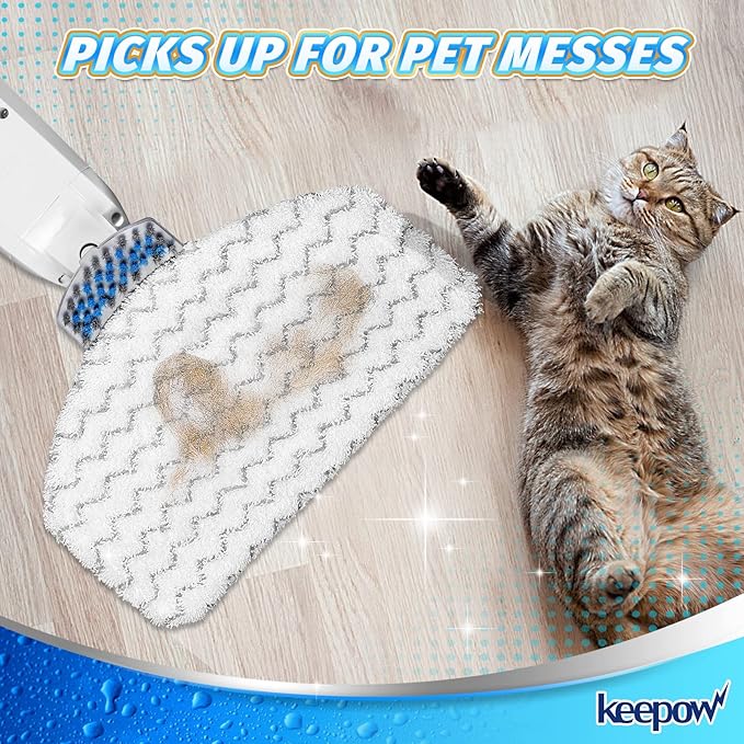 KEEPOW Steam Mop Pads 6 Pack for Bissell Powerfresh 1940 1544 1440 Series Floor Steamer Hard Floor Cleaner Microfiber Rags Replacement Parts for Bissell Model 1544A 2075A 1806 5938 1940W 19404 1940A