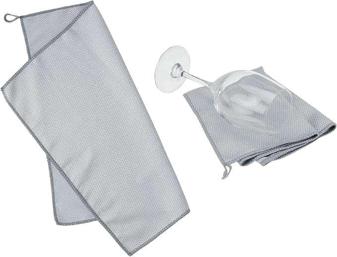True Microfiber Towels, Wine Glass Polishing Cloths, Streak Free Microfiber Cloth and Lint Free Towels, Grey, Set of 3