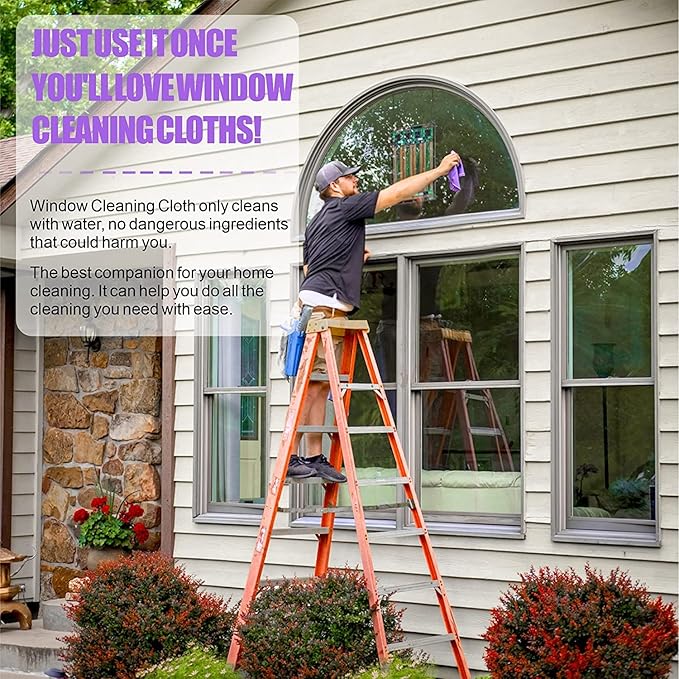 Longmann NΘrwex Basic Package Window Cleaning Cloth and Enviro Cloth Glass Cloth, Cleaning Cloth, Streaks Schatches Free (Purple 1 Pack, Grey 1 Pack)