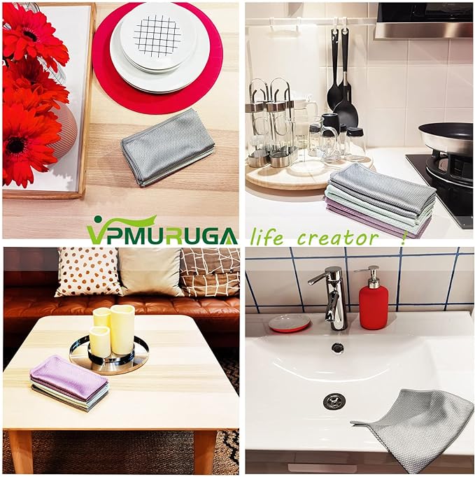 Streak Free Lint Free Microfiber Window Cleaning Cloth,Best Glass Car Shiny Wipes Mirror Shower Cleaning Cloth, Miracle Cloths for Glasses,Stainless Steel,Wine Glass Polishing Towels,Pack of 6,Grey
