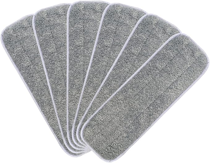 Microfiber Mop Replacement Pads- 16.5''x5.5'' Wet Dry Floor Cleaning Pad Compatible with Bona Floor Care System, Reusable Mop Pad Refills Fit 14” to 16” Flat Mop - 6 Pack