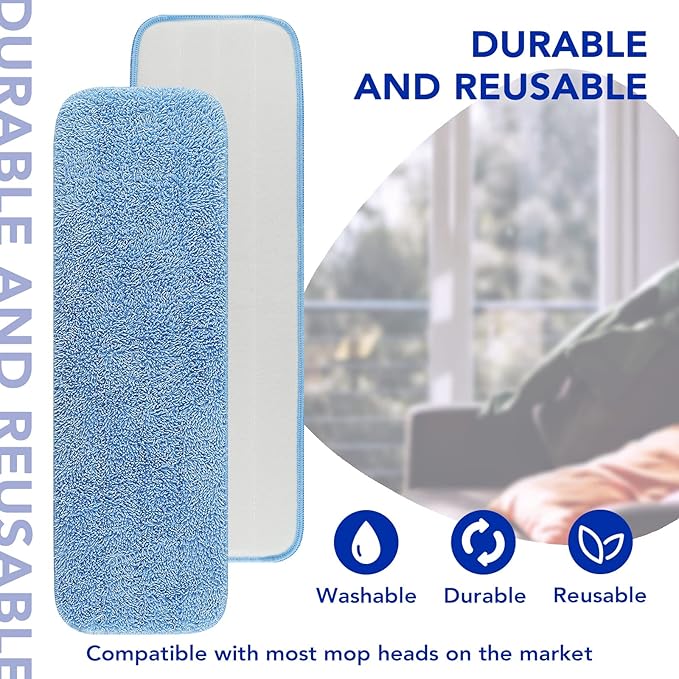 Replacement Mop Pads Fit for Rubbermaid Commercial 18" and 17" Mop - 10 Pack Wet & Dry Commercial Cleaning Reusable Refills Fit for Any Flat System 17 and 18 Inch