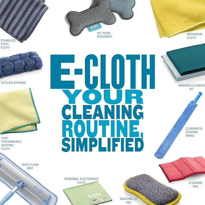 E-Cloth Microfiber Cleaning Cloth Glass Kit - Microfiber Towel Window Cleaning Kit - Microfiber Towels for Cars, Windows, Mirrors, & More - Alaskan Blue