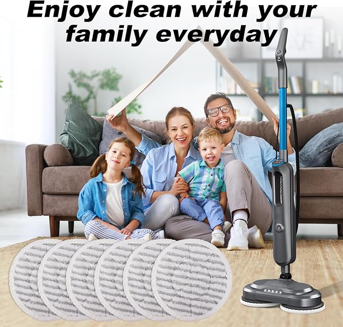 3897A Steam Mop Pads for Bissell SpinWave SmartSteam Scrubbing Steam Mop - Replacement Rotating Mop Head Fit 3897A 3712 3712W, Model No 1641112 (6Pack - Straight Wave Soft Pads