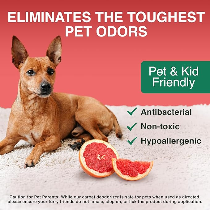 Good Natured Brand | Carpet Deodorizer & Freshener Powder | 31 oz Pet Odor Eliminator for Strong Odor & Pet Urine | Fresh Natural Grapefruit & Spearmint Scent | Safe for Homes with Pets