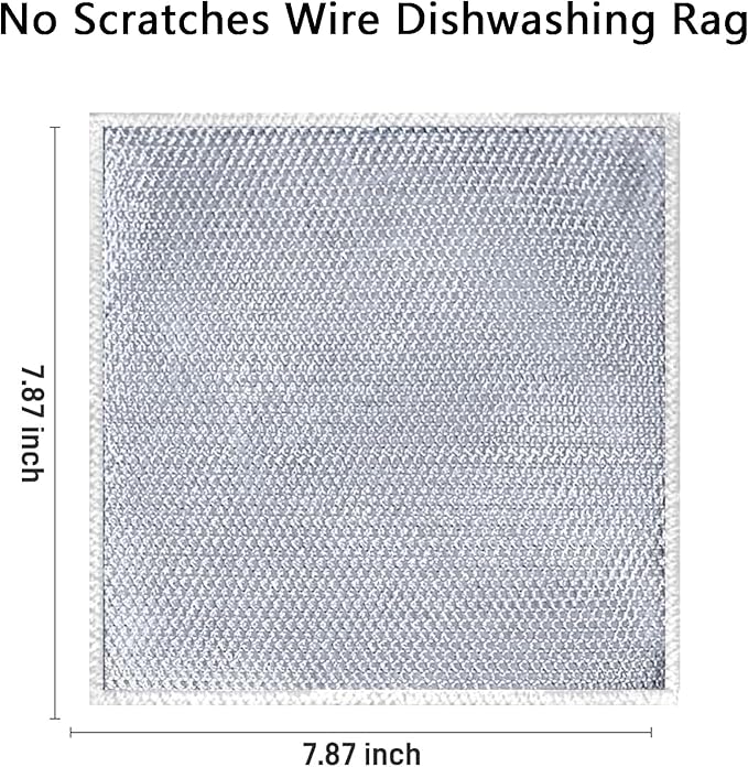 12 Pcs Non Scratch Wire Dishcloth,Multipurpose Wire Dishwashing Rags for Wet and Dry, Reusable Kitchen Wire Miracle Cleaning Cloths for Dishes, Sinks, Stove Tops