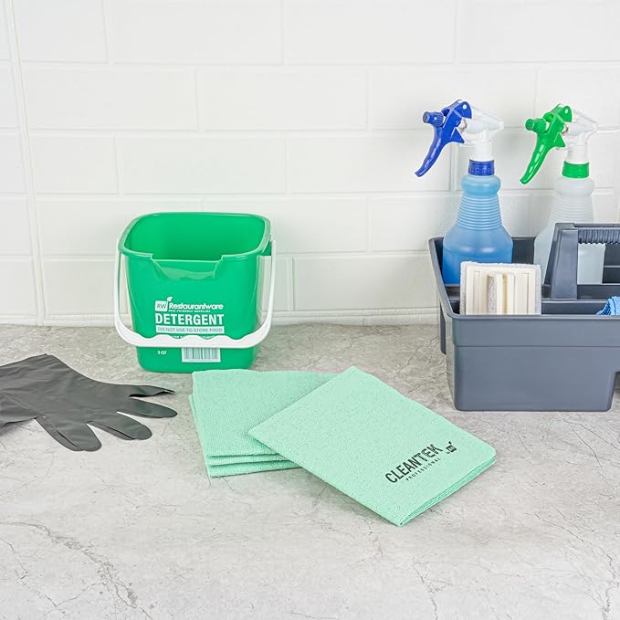 Restaurantware-Clean Tek Professional 13 x 15 Inch Cleaning Cloths, 5 Reusable Cloth Towels - Machine Washable, Absorbent, Green PVA Microfiber Cleaning Rags, Fast Drying,For Windows Or Cars