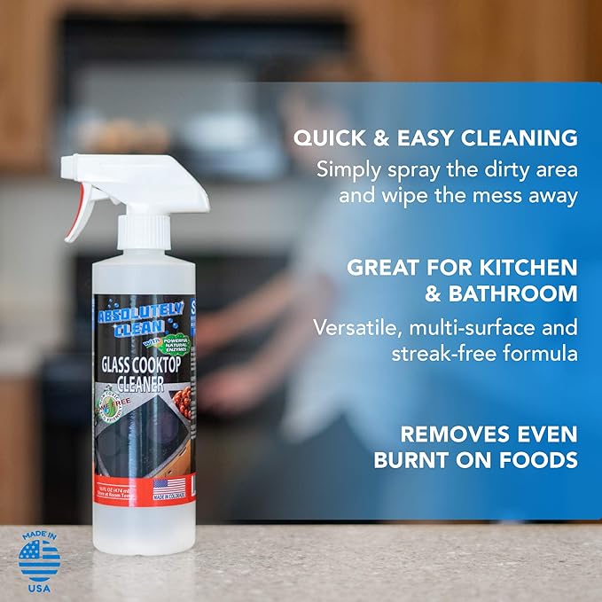 Amazing Ceramic & Glasstop oven cleaner heavy duty- Fume Free & Scratch Free - Streakfree - Powerful, Natural Enzymes - USA Made