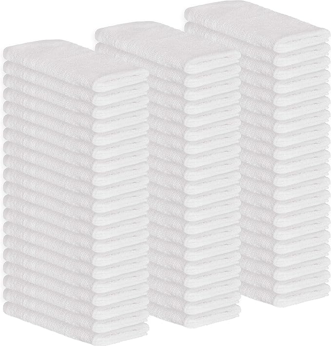 GREEN LIFESTYLE 60-Pack Cotton Wash Cloths – 14"x17" Absorbent Cleaning Rags for Housekeeping, Kitchen Towels, Bar Mop Towels, Durable Terry Cloth Rags, Premium Quality Multipurpose Washcloths